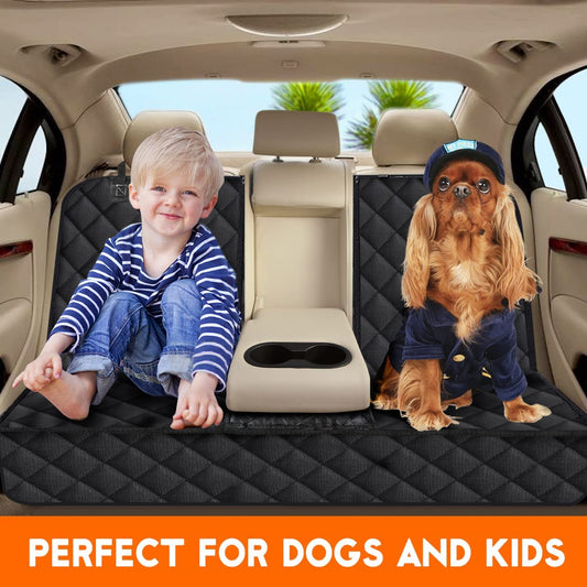 Premium Waterproof Dog Car Seat Cover - Universal Fit Backseat Protector with Adjustable Straps for All Vehicles - Non-Slip, Scratch Resistant, and Easy to Clean - Perfect for Pets and Kids!