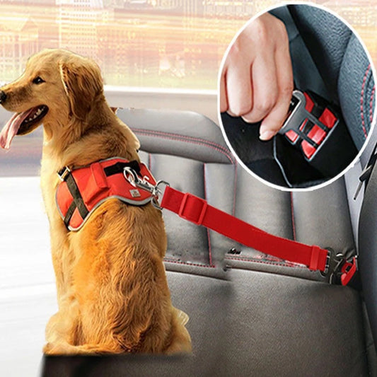 Adjustable Pet Car Seat Belt and Harness for Dogs and Cats - Safety Clip and Traction Lead Accessories