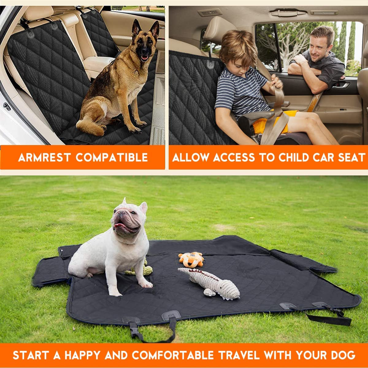 Premium Waterproof Dog Car Seat Cover - Universal Fit Backseat Protector with Adjustable Straps for All Vehicles - Non-Slip, Scratch Resistant, and Easy to Clean - Perfect for Pets and Kids!