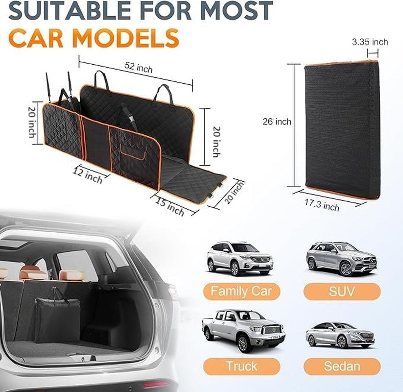 Dog Car Seat Cover for Back Seat, Waterproof Pet Hammock Protector, Durable Nonslip Seat Protection SUV Truck, Standard 53"X56", Orange