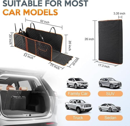 Dog Car Seat Cover for Back Seat, Waterproof Pet Hammock Protector, Durable Nonslip Seat Protection SUV Truck, Standard 53"X56", Orange