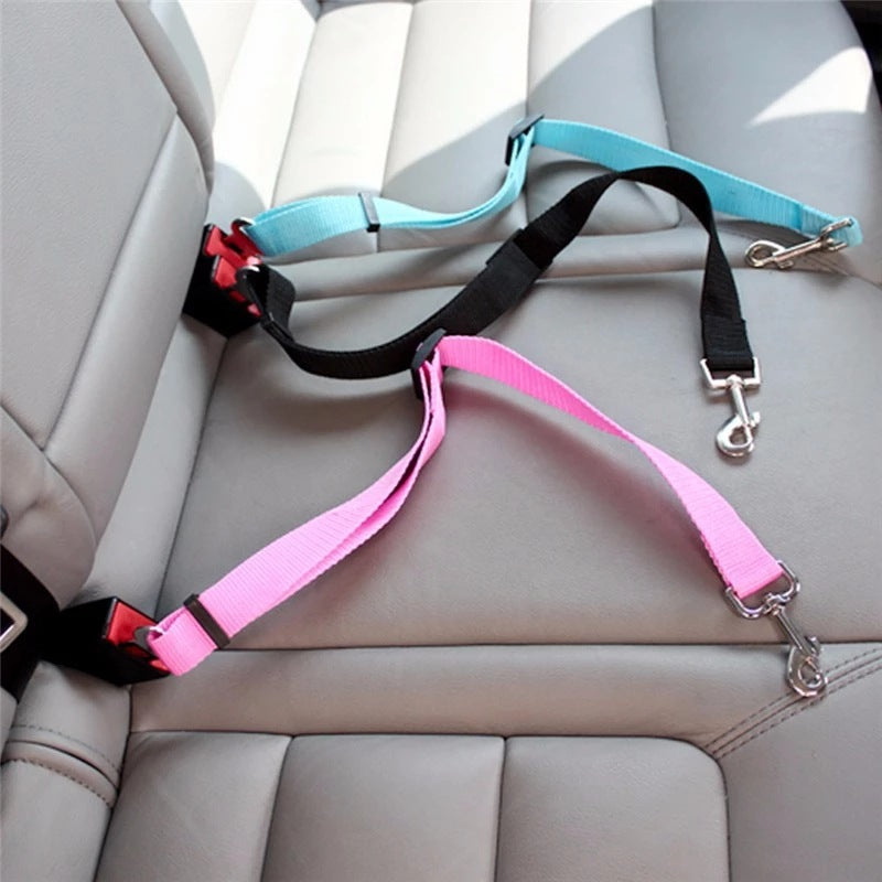 Adjustable Pet Car Seat Belt and Harness for Dogs and Cats - Safety Clip and Traction Lead Accessories
