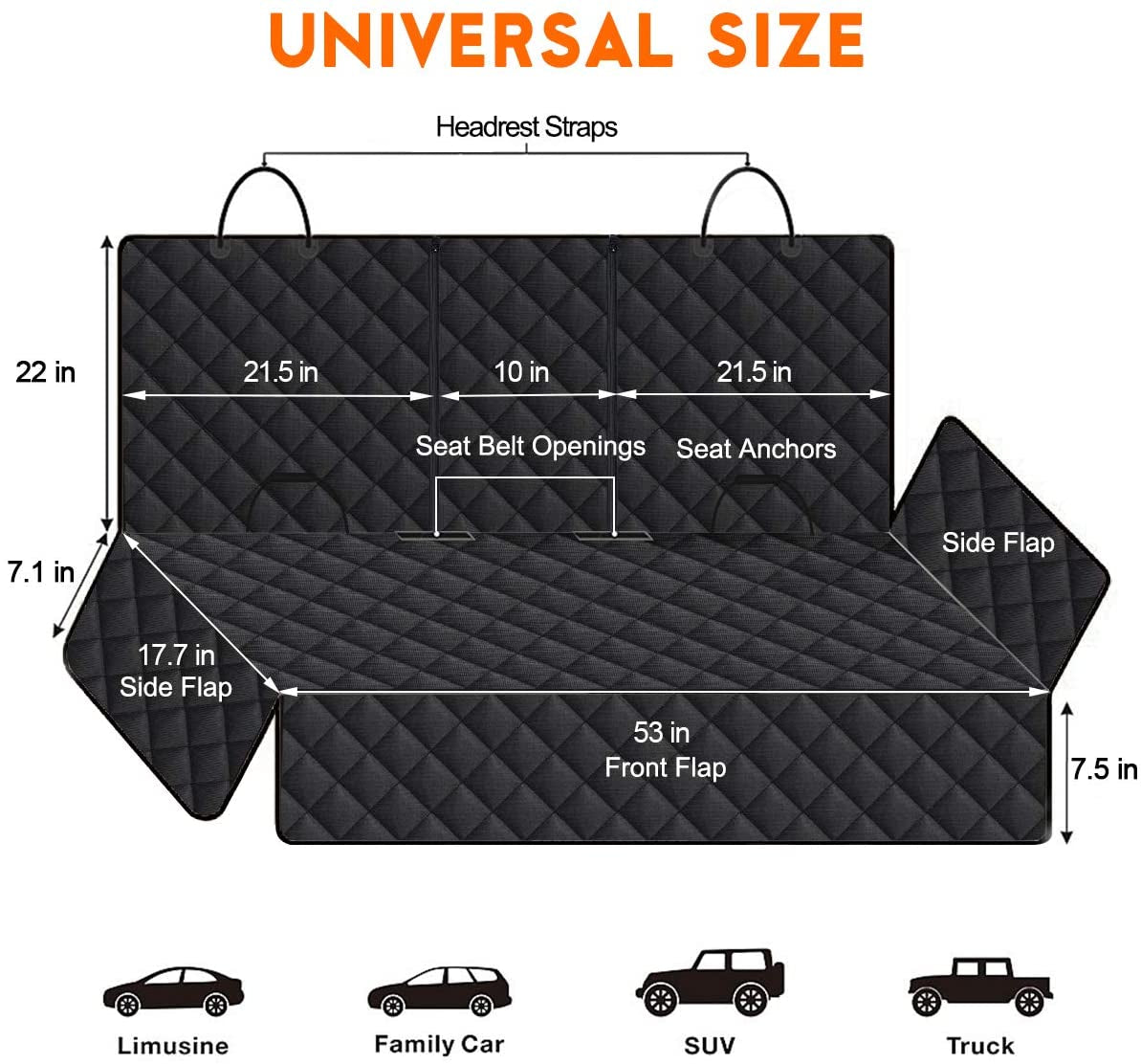 Premium Waterproof Dog Car Seat Cover - Universal Fit Backseat Protector with Adjustable Straps for All Vehicles - Non-Slip, Scratch Resistant, and Easy to Clean - Perfect for Pets and Kids!