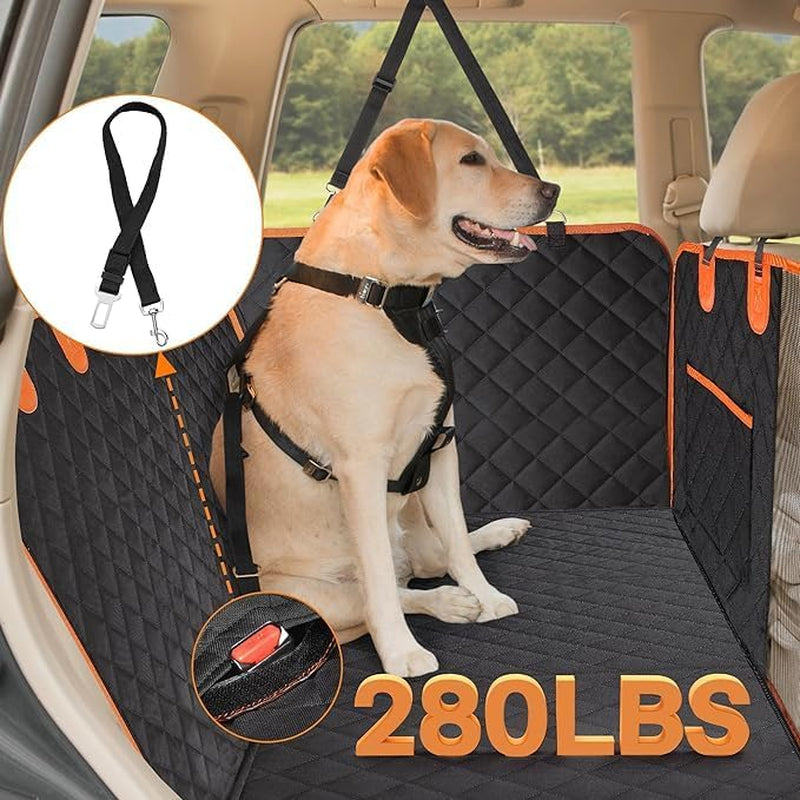 Dog Car Seat Cover for Back Seat, Waterproof Pet Hammock Protector, Durable Nonslip Seat Protection SUV Truck, Standard 53"X56", Orange