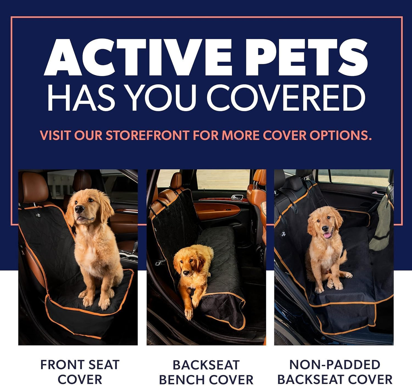 Dog Car Seat Cover for Back Seat, Waterproof Pet Hammock Protector, Durable Nonslip Seat Protection SUV Truck, Standard 53"X56", Orange